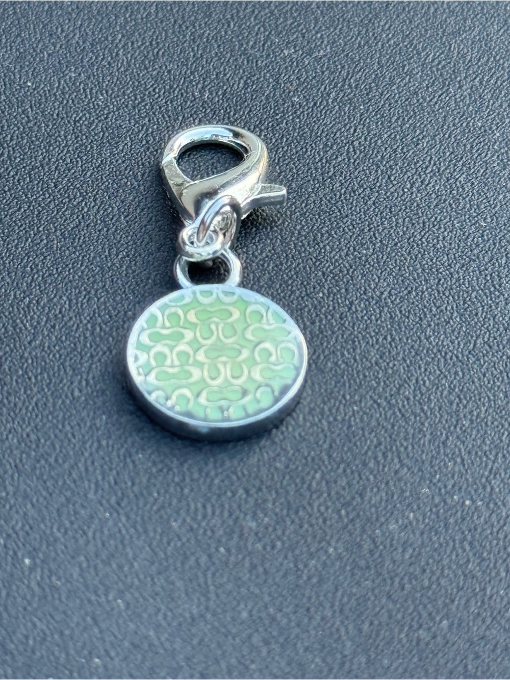 Coach Silver-Tone Round Charm with Mint Green Enamel